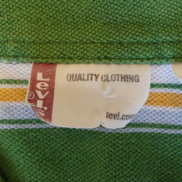 Levi's Green Horizontal Striped Large Polo Shirt - Picture 3 of 5
